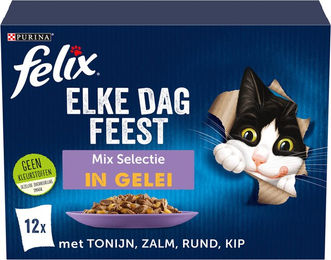Felix Katzenfutter Haut & Fell Stückchen in Gelee Mix Box 24 x 85 g – Bild 1 von 4