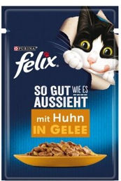 Produktbild von Felix Katzenfutter Huhn Stückchen in Gelee für erwachsene Katzen 52x85 g - 52 x 85 g