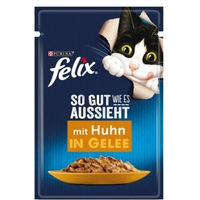 Produktbild von Felix Katzenfutter Huhn Stückchen in Gelee für erwachsene Katzen 52x85 g - 52 x 85 g