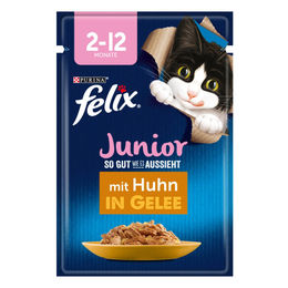 Felix Katzenfutter Junior Kitten Stückchen in Gelee mit Huhn 26x85g – Bild 1 von 8