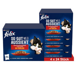 Felix Katzenfutter Nassfutter Stückchen in Gelee Sorten-Mix 4x85g - 4 x 85 g – Bild 1 von 10