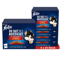 Produktbild von Felix Katzenfutter Nassfutter Stückchen in Gelee Sorten-Mix 4x85g - 4 x 85 g
