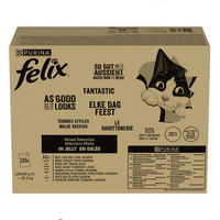 Produktbild von Felix Katzenfutter So gut wie es aussieht Fisch Mix für erwachsene Katzen mit Thunfisch, Lachs und Kabeljau in Gelee 120 x 85 g - 120 x 85 g