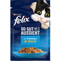 Produktbild von Felix Katzenfutter So Gut Wie Es Aussieht Kabeljau Stückchen in Gelee für erwachsene Katzen 26 x 85 g