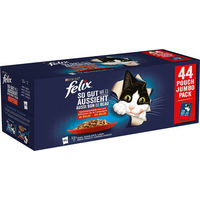 Produktbild von Felix Katzenfutter So gut wie es aussieht Stückchen in Gelee Sorten-Mix Huhn Rind Ente Lamm Adult 44 x 85 g - 44 x 85 g