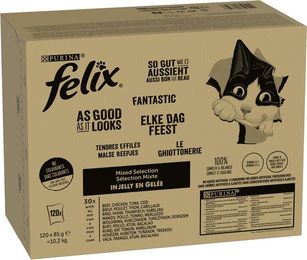 Felix Katzenfutter Stückchen in Gelee Fisch Mix Adult 120 x 85 g - 120 x 85 g – Bild 1 von 13