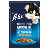 Produktbild von Felix Katzenfutter Stückchen in Gelee Kabeljau Adult 26x85g - 26 x 85 g