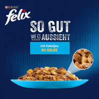 Produktbild von Felix Katzenfutter Stückchen in Gelee mit Kabeljau für adulte Katzen 26x85g