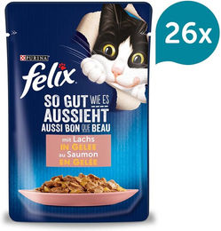 Produktbild von Felix Katzenfutter Stückchen in Gelee mit Lachs für Adult 26x85g