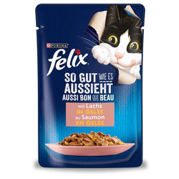 Felix Katzenfutter Stückchen in Gelee mit Lachs für erwachsene Katzen 26x85g – Bild 1 von 8
