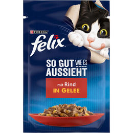 Felix Katzenfutter Stückchen in Gelee mit Rind für erwachsene Katzen 26x85g – Bild 1 von 7