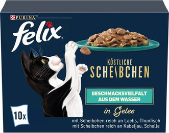 Produktbild von Felix Katzenfutter Stückchen in Sauce Geschmacksvielfalt Lachs Thunfisch Kabeljau Adult 60x80g - 60 x 80 g
