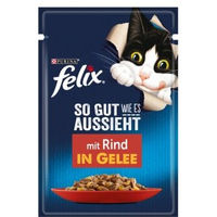 Produktbild von Felix Katzennahrung Adult Sterilisiert Rind Stückchen in Gelee 26x85 g - 26 x 85 g