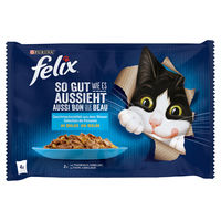 Produktbild von Felix Katzennahrung Adult Stückchen in Gelee Thunfisch und Kabeljau 4 x 85 g - 4 x 85 g