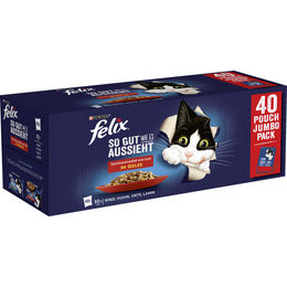 Felix Katzennahrung Geschmacksvielfalt vom Land Stückchen in Gelee für Adult 40 x 85g – Bild 1 von 1