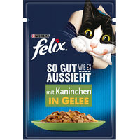 Produktbild von Felix Katzennahrung Kaninchen Stückchen in Sauce für erwachsene Katzen 26 x 85 g