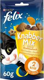 Produktbild von Felix KnabberMix Dreikäsehoch Katzensnack für erwachsene Katzen 8x60g