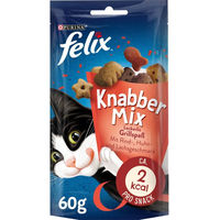 Produktbild von Felix KnabberMix Grillspaß Katzensnack bunter Mix mit Rind, Huhn und Lachs für erwachsene Katzen 8x60g