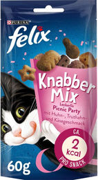 Produktbild von Felix KnabberMix Picnic Party Katzensnack bunter Mix mit Huhn Pute und Truthahn 8x60g