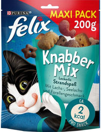 Felix KnabberMix Strandspaß Katzensnack bunter Mix mit Lachs, Seelachs und Forelle für erwachsene Katzen 5x200g – Bild 1 von 1