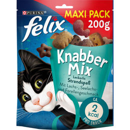 Felix KnabberMix Strandspaß Katzensnack bunter Mix mit Lachs, Seelachs und Forelle für erwachsene Katzen 5x200g – Bild 1 von 10