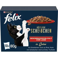 Produktbild von Felix Köstliche Scheibchen Geschmacksvielfalt vom Land Katzen Nassfutter Adult Stückchen in Gelee 10 x 80 g - 10 x 80 g