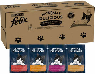 Felix Naturally Delicious Katzen Nassfutter Mix Stückchen in Gelee für Adult Katzen Getreidefrei 80 x 80g - 80 x 80 g – Bild 1 von 2