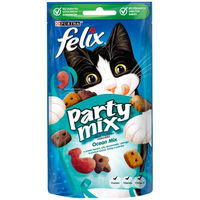 Produktbild von Felix Party Mix Ozean Leckerli für Katzen mit Lachs, Seelachs und Forelle 60g