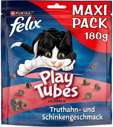 Produktbild von FELIX Play Tubes Katzensnack Truthahn und Schinken für erwachsene Katzen 5x180g