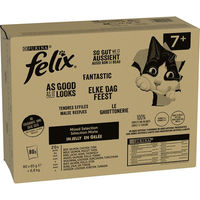 Produktbild von Felix Senior Katzen Nassfutter Stückchen in Gelee Fleisch Mixpaket Rind Lachs Huhn Thunfisch 80 x 85 g - 80 x 85 g