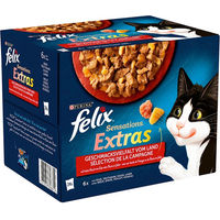 Produktbild von Felix Sensations Extras Katzen Nassfutter Stückchen in Gelee Geschmacksvielfalt Rind Truthahn Huhn Lamm Adult 24 x 85 g - 24 x 85 g