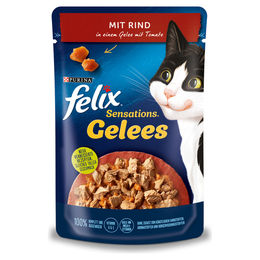 Produktbild von Felix Sensations Katzen-Leckerli Stückchen in Gelee mit Rind und Fisch 85 g - 85 g