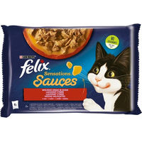Produktbild von FELIX Sensations Katzen Nassfutter Adult Lamm mit Wildgeschmack und Truthahn mit Bacongeschmack Stückchen in Gelee 4x85g