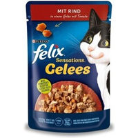 Produktbild von Felix Sensations Katzen Nassfutter Adult Rind mit Tomate in Gelee 52x85 g - 52 x 85 g