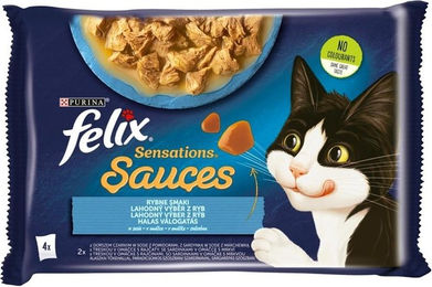 FELIX Sensations Katzen Nassfutter Adult Stückchen in Sauce Sardine mit Karotte und Seelachs mit Tomate 4x85g – Bild 1 von 1