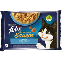 Produktbild von FELIX Sensations Katzen Nassfutter Adult Stückchen in Sauce Sardine mit Karotte und Seelachs mit Tomate 4x85g