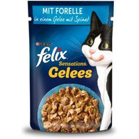 Produktbild von Felix Sensations Katzen Nassfutter Forelle und Spinat Stückchen in Gelee Adult 26x85 g - 26 x 85 g