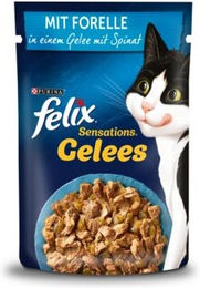 Felix Sensations Katzen Nassfutter Forelle und Spinat Stückchen in Gelee Adult 52x85 g - 52 x 85 g – Bild 1 von 3