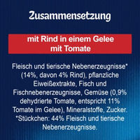 Produktbild von Felix Sensations Katzen Nassfutter Rind und Tomate Stückchen in Gelee für erwachsene Katzen 26x85 g - 26 x 85 g