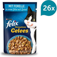 Produktbild von Felix Sensations Katzen Nassfutter Stückchen in Gelee Forelle und Spinat Adult 26x85g