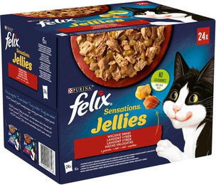 Felix Sensations Katzen Nassfutter Stückchen in Gelee Geschmacksvielfalt für erwachsene Katzen 24 x 85g – Bild 1 von 6
