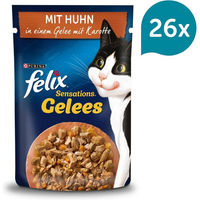 Produktbild von Felix Sensations Katzen Nassfutter Stückchen in Gelee Huhn und Karotte Adult 26x85g