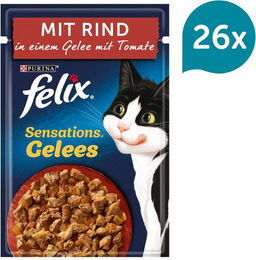 Felix Sensations Katzen Nassfutter Stückchen in Gelee mit Rind und Tomate 26x85g – Bild 1 von 1