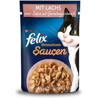 Produktbild von Felix Sensations Katzen Nassfutter Stückchen in Sauce Lachs und Garnelen Adult 52x85 g - 52 x 85 g