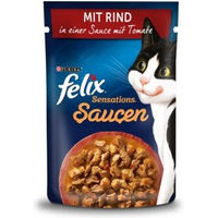 Produktbild von Felix Sensations Katzen Nassfutter Stückchen in Sauce Rind und Tomate für Adult 104x85 g - 104 x 85 g