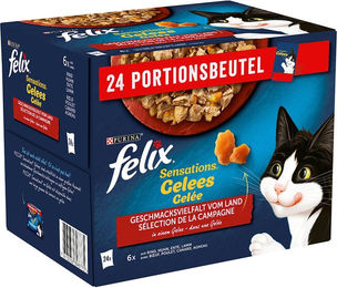 Felix Sensations Katzenfutter Stückchen in Gelee Geschmacksvielfalt vom Land Adult 24 x 85 g - 24 x 85 g – Bild 1 von 6