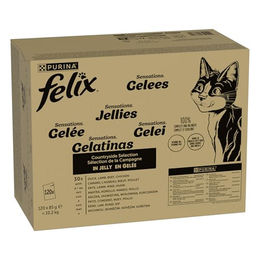 Felix Sensations Katzenfutter Stückchen in Gelee Geschmacksvielfalt vom Land Rind Huhn Ente Lamm Adult 120 x 85g - 120 x 85 g – Bild 1 von 11