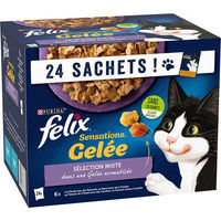 Produktbild von Felix Sensations Nassfutter für ausgewachsene Katzen Stückchen in Gelee 4 x 85 g Gemischte Auswahl ohne Farb- und Aromastoffe sowie Konservierungsstoffe - 24 x 85 g