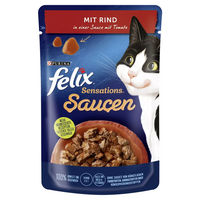 Produktbild von Felix Sensations Stückchen in Sauce Rind und Fisch für erwachsene Katzen 26x85g - 26 x 85 g