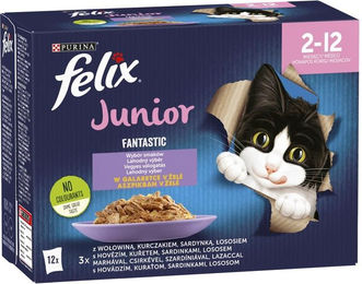 FELIX So gut wie es aussieht Junior Katzen Nassfutter Kitten Gemischte Vielfalt mit Rind Huhn Sardine und Lachs 12x85g – Bild 1 von 1